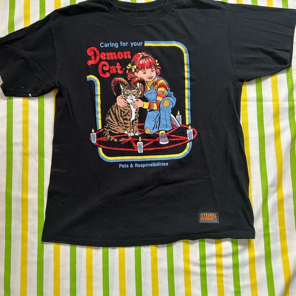 Studio House Black Demon Cat T-Shirt - Picture 1 of 5